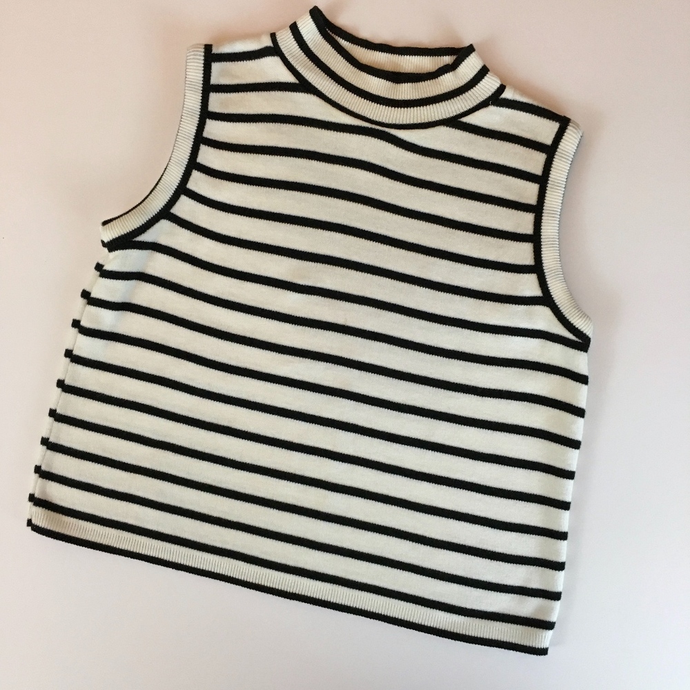Express striped mock neck knit crop top